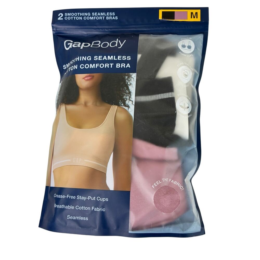 Gap Body 2-Pack Size Medium Smoothing Seamless Cotton Comfort Bras OPEN PACKAGE